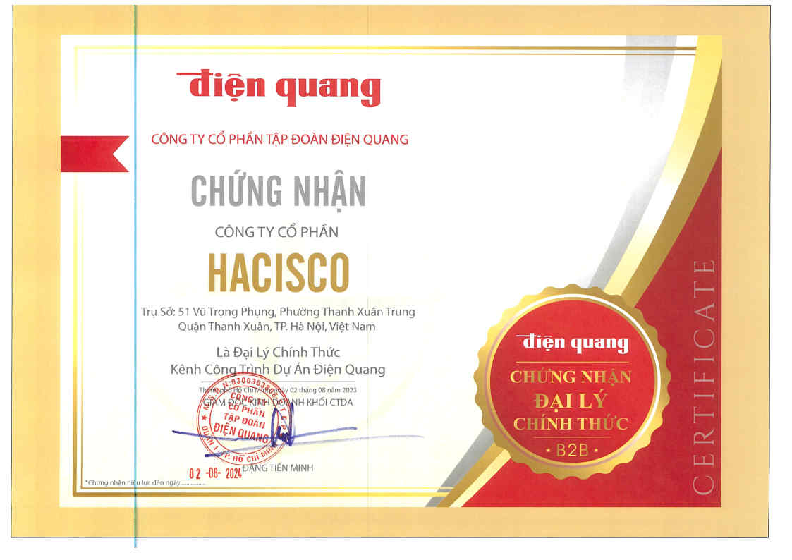 Công ty Cổ phần Hacisco là đại lý Chính thức kênh Công trình Dự án Điện Quang